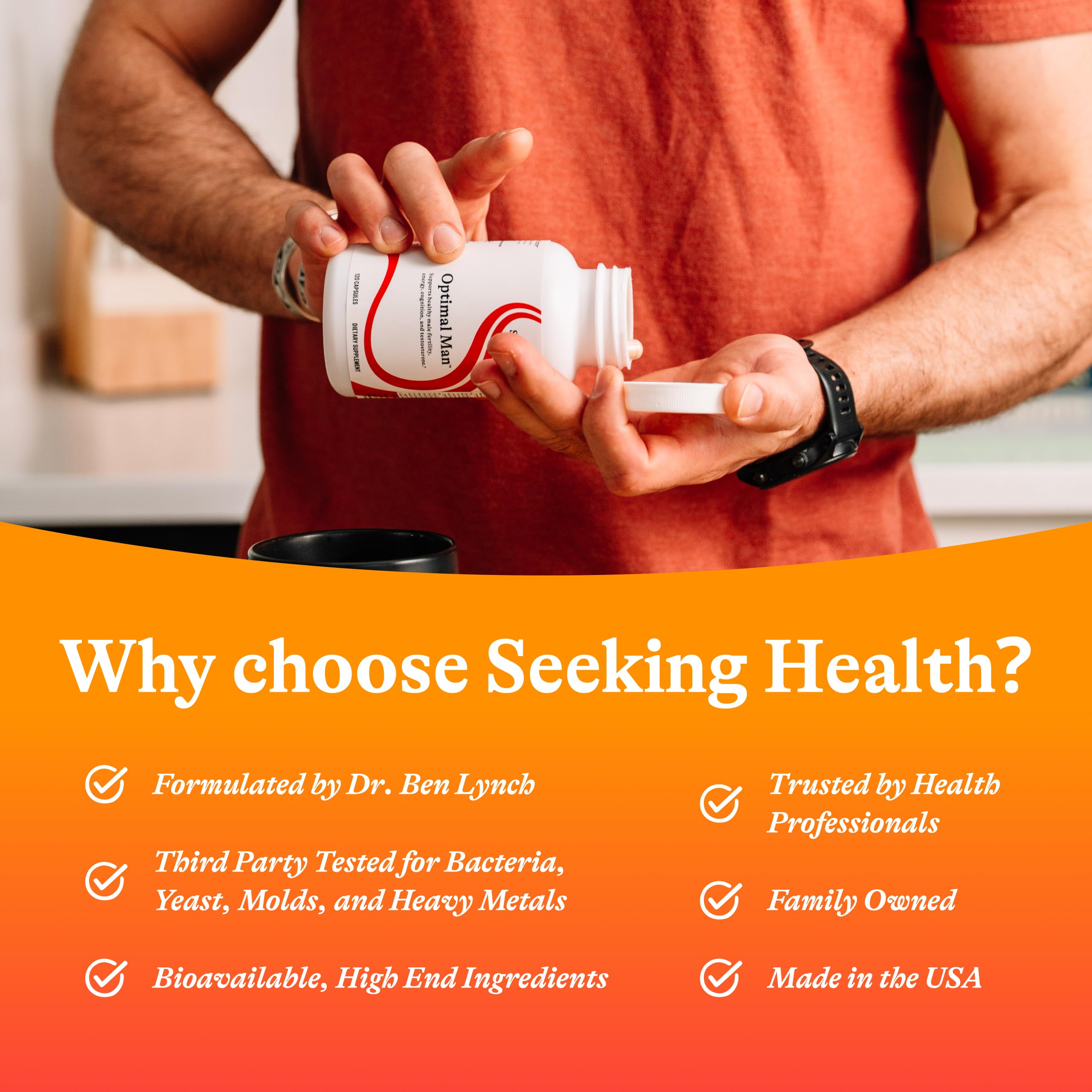 Seeking Health Optimal Man Multivitamin — Zinc, Active Folate & Alpha-Lipoic Acid for Energy & Brain Health | 30 Servings