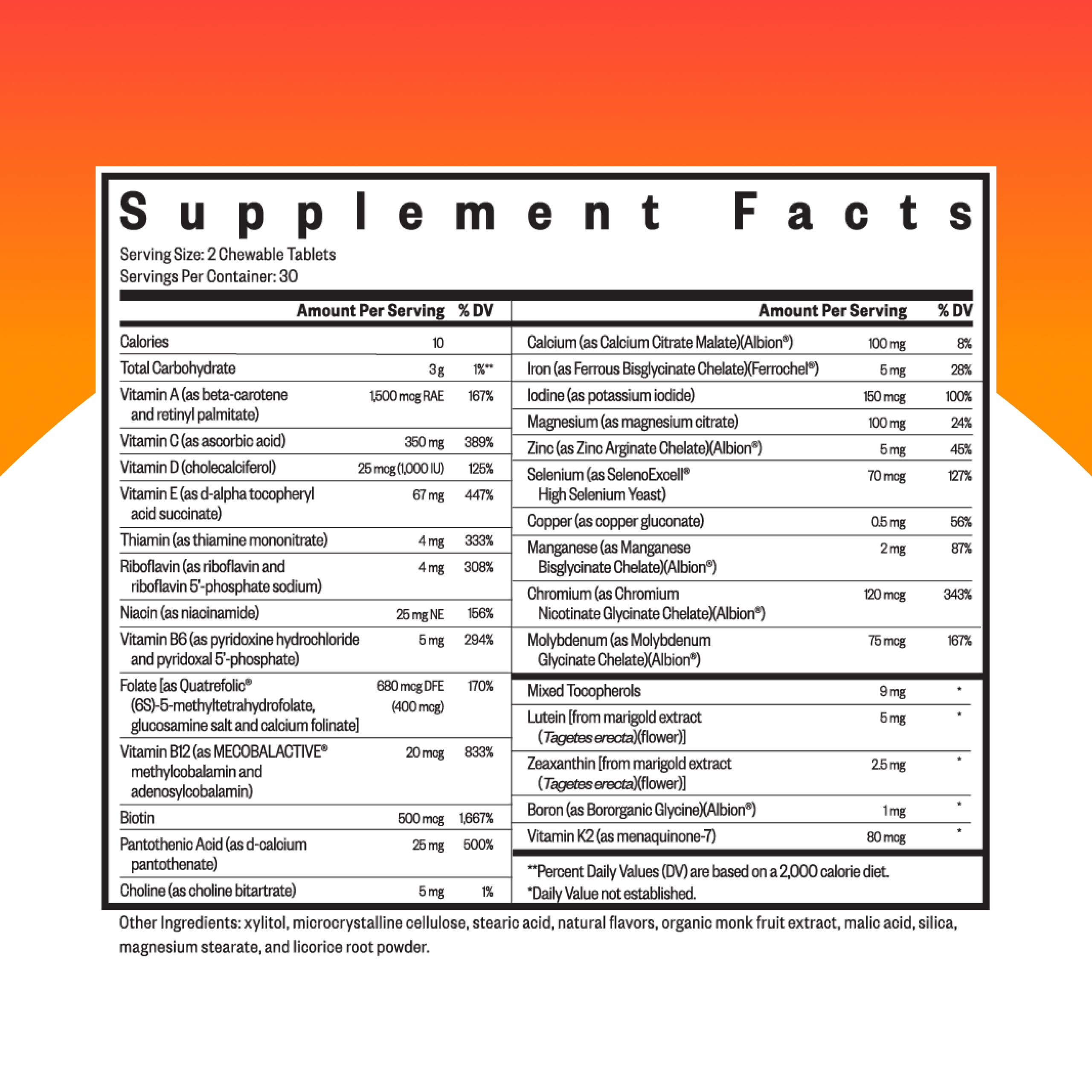 Seeking Health Optimal Multivitamin Chewable – Immune Support, L-5-MTHF, B12 & D3