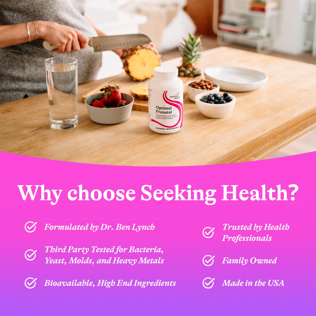Seeking Health Optimal Prenatal - Vegetarian Prenatal Vitamin with B12, L-Methylfolate & Choline - 240 Capsules