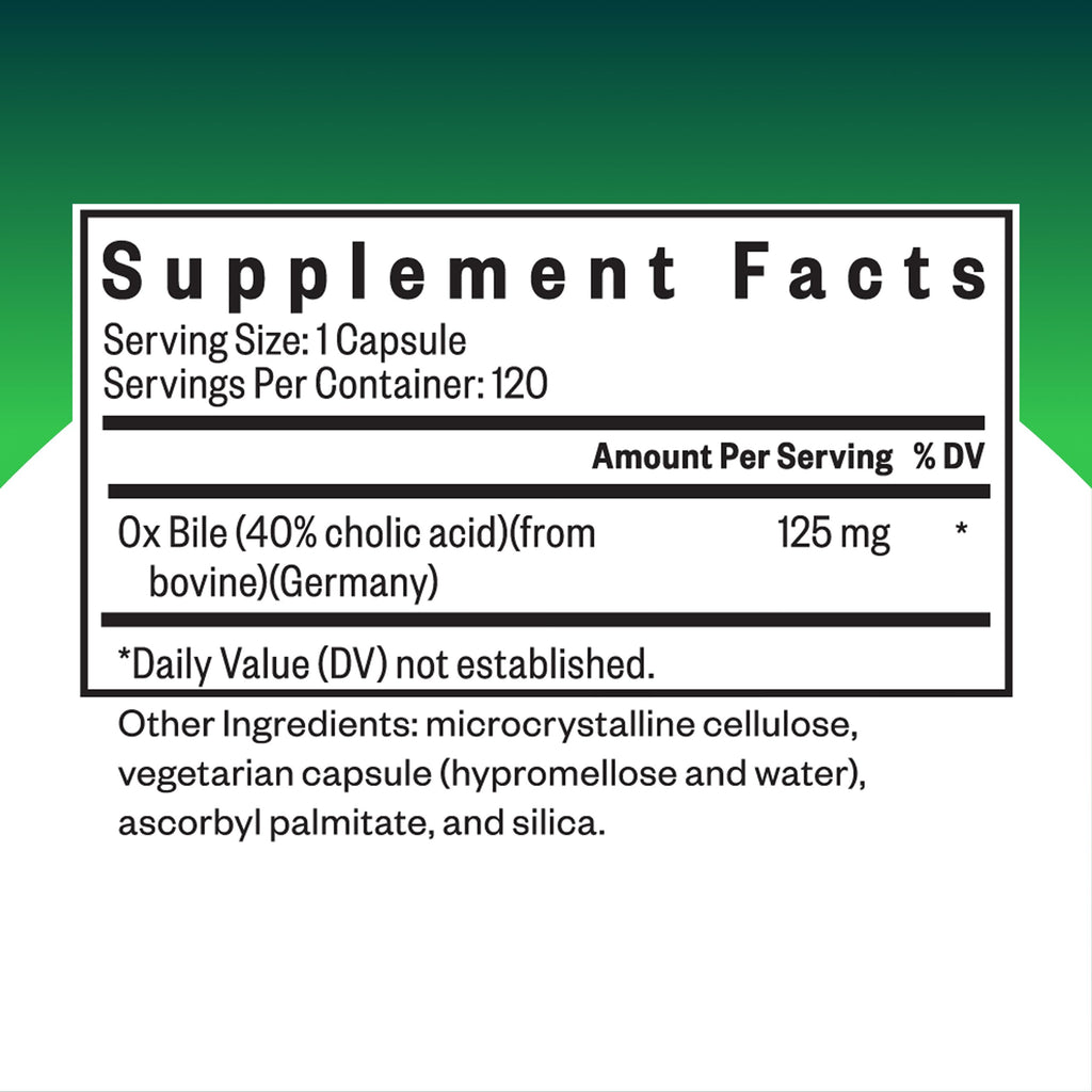 Seeking Health Ox Bile 125 mg – Digestive Enzyme (120 Capsules)