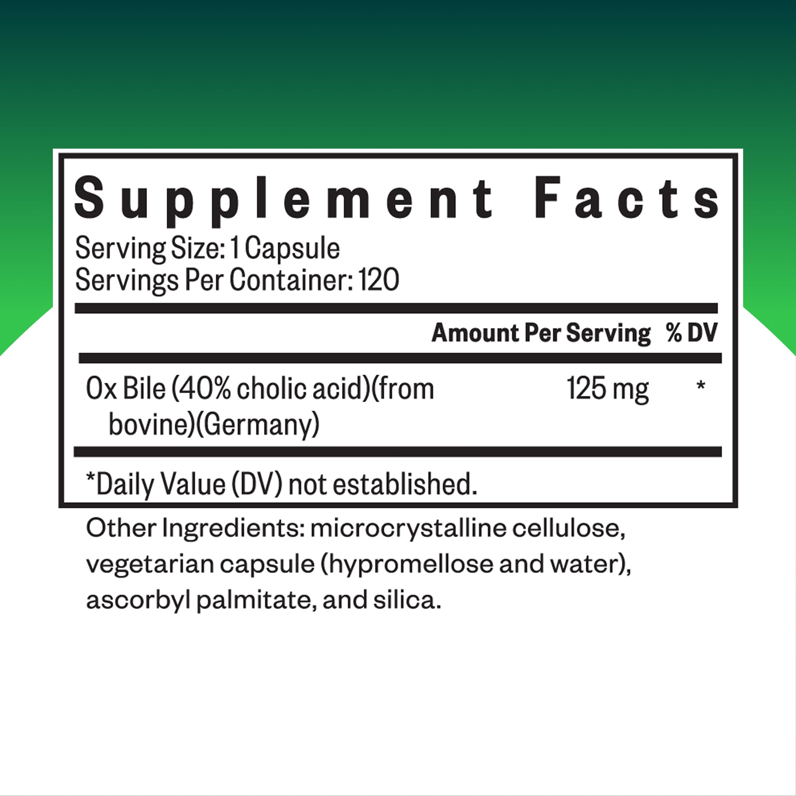 Seeking Health Ox Bile 125 mg – Digestive Enzyme (120 Capsules)