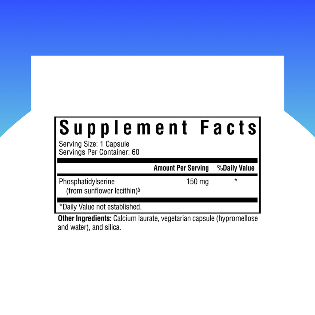Seeking Health Phosphatidyl Serine, 100 mg Phosphatidylserine from Sunflower, Supports Concentration and Healthy Mood, Stress Response Support, Soy-Free, Non-GMO, Vegetarian (60 Capsules)*