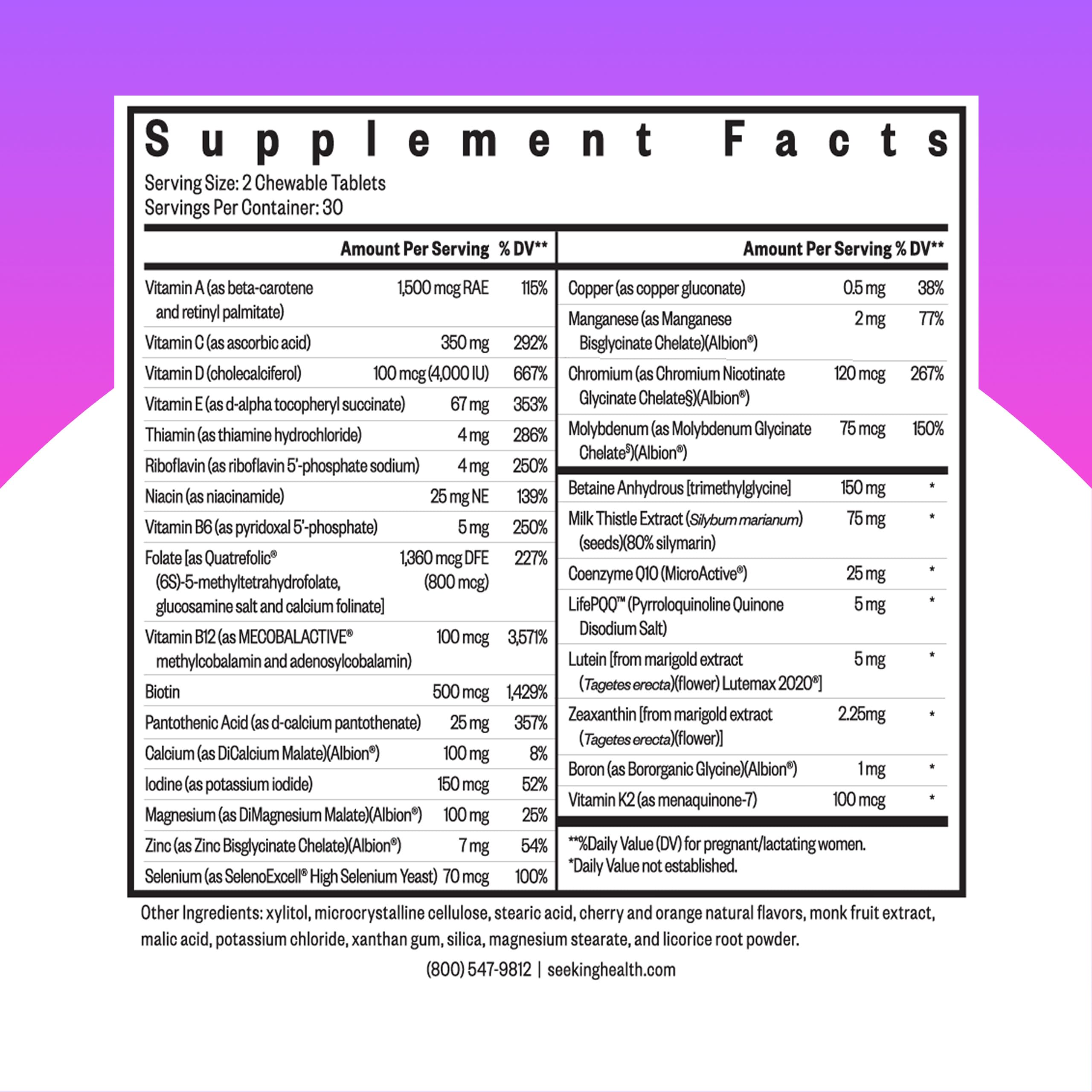 Seeking Health Prenatal Essentials Chewable - Prenatal Support Supplement with Riboflavin - Formula Supports Immune Health & Methylation - B12 Supplement to Support Genetic Development - 60 Tablets