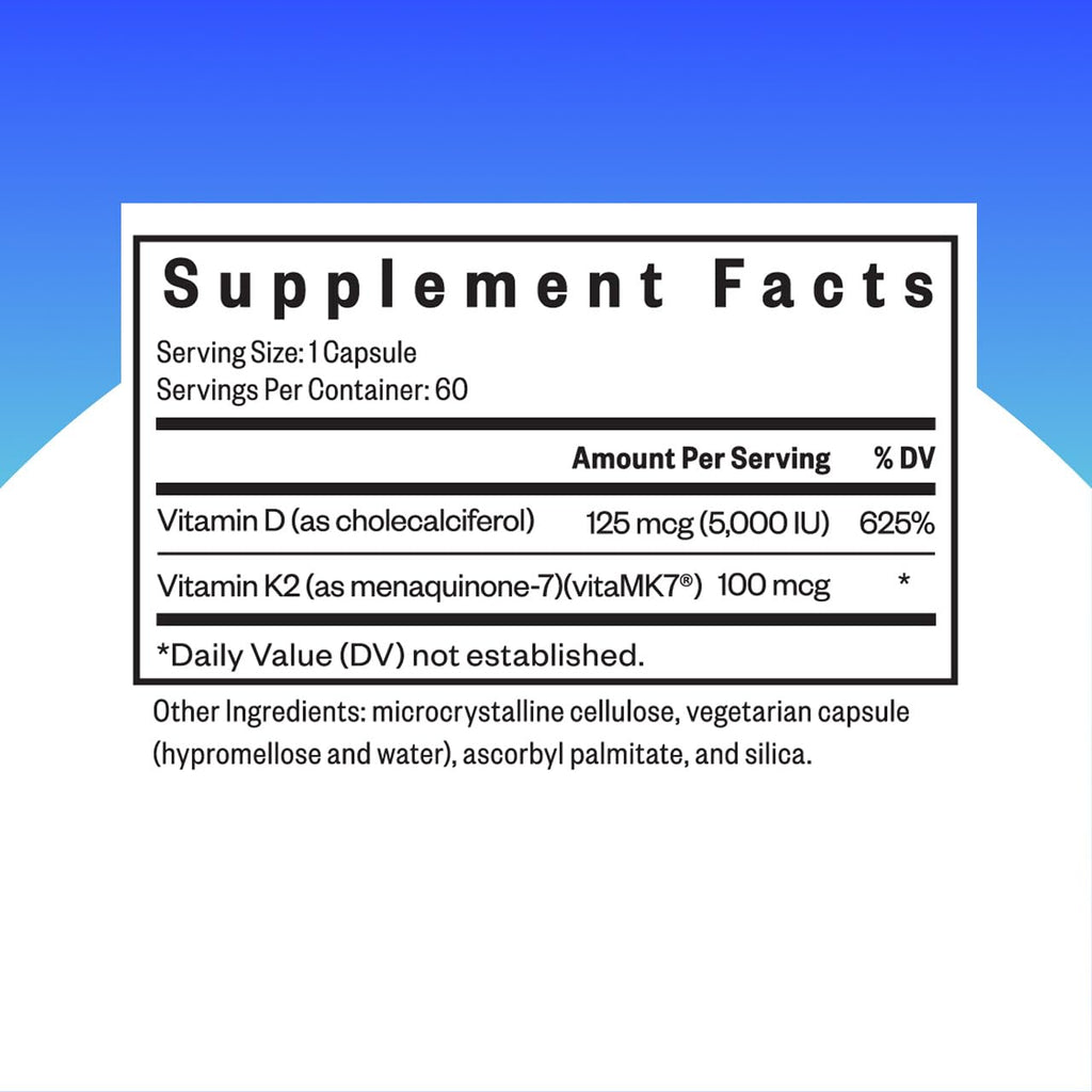 Seeking Health Vitamin D3 + K2 – Immune & Bone Health (Vegetarian), 60 Capsules
