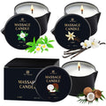 Sel Natural 3 Pack Massage Oil Candles – 18oz Low Temp Soy Candles in Vanilla, White Tea & Coconut