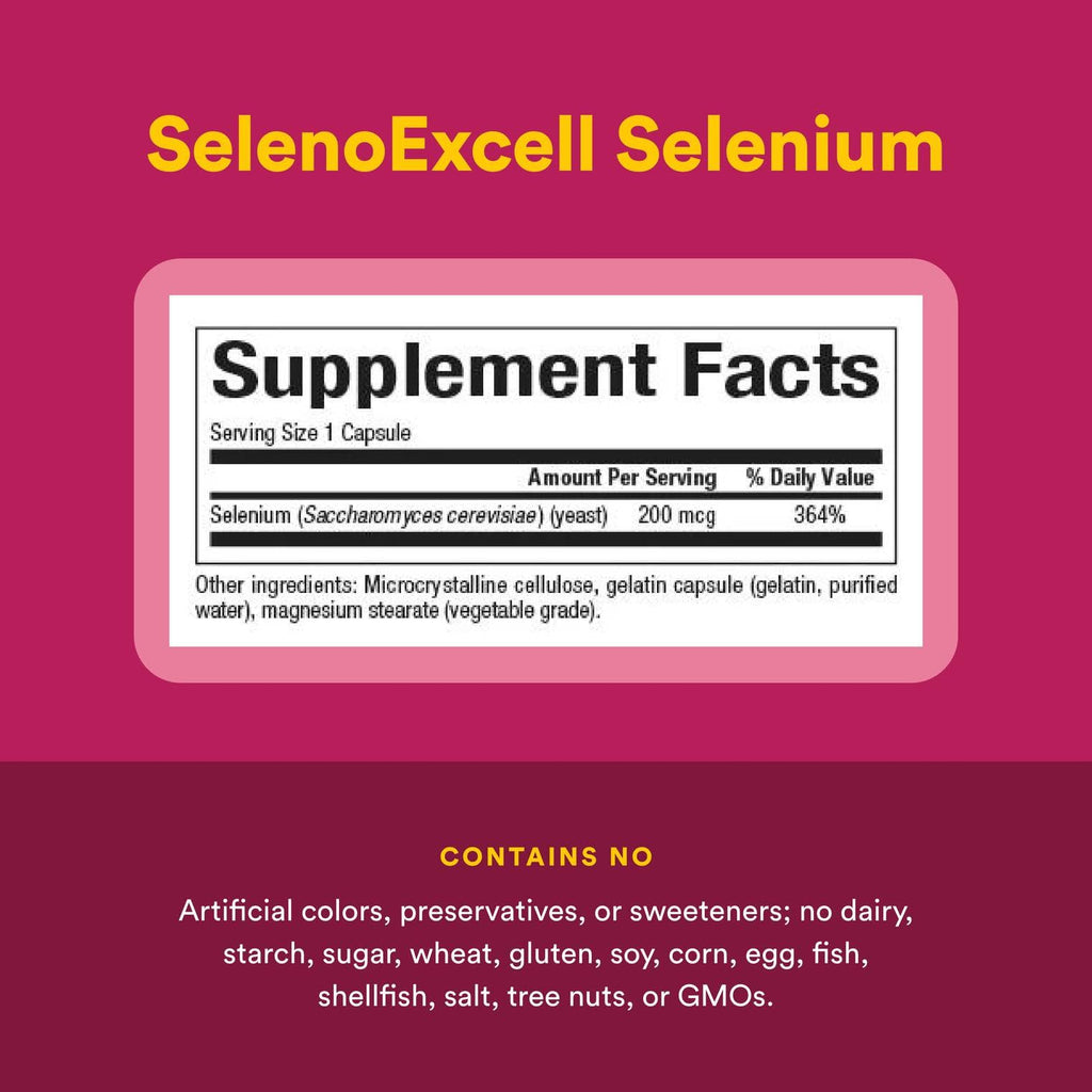 Natural Factors SelenoExcell Selenium 200 mcg – Antioxidant & Immune Support, 90 Capsules