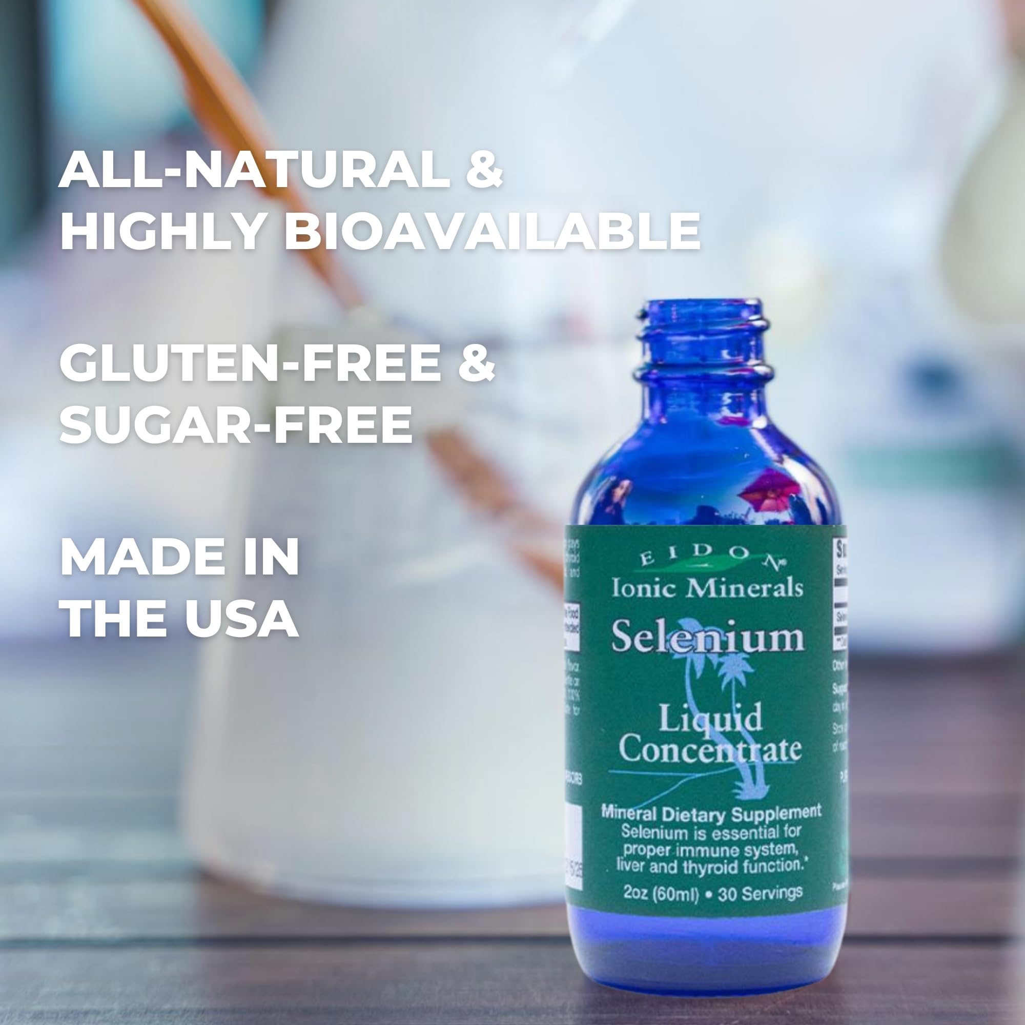 Eidon Ionic Selenium Drops – Liquid Selenium Supplement, 2 oz | Supports Thyroid & Liver Health