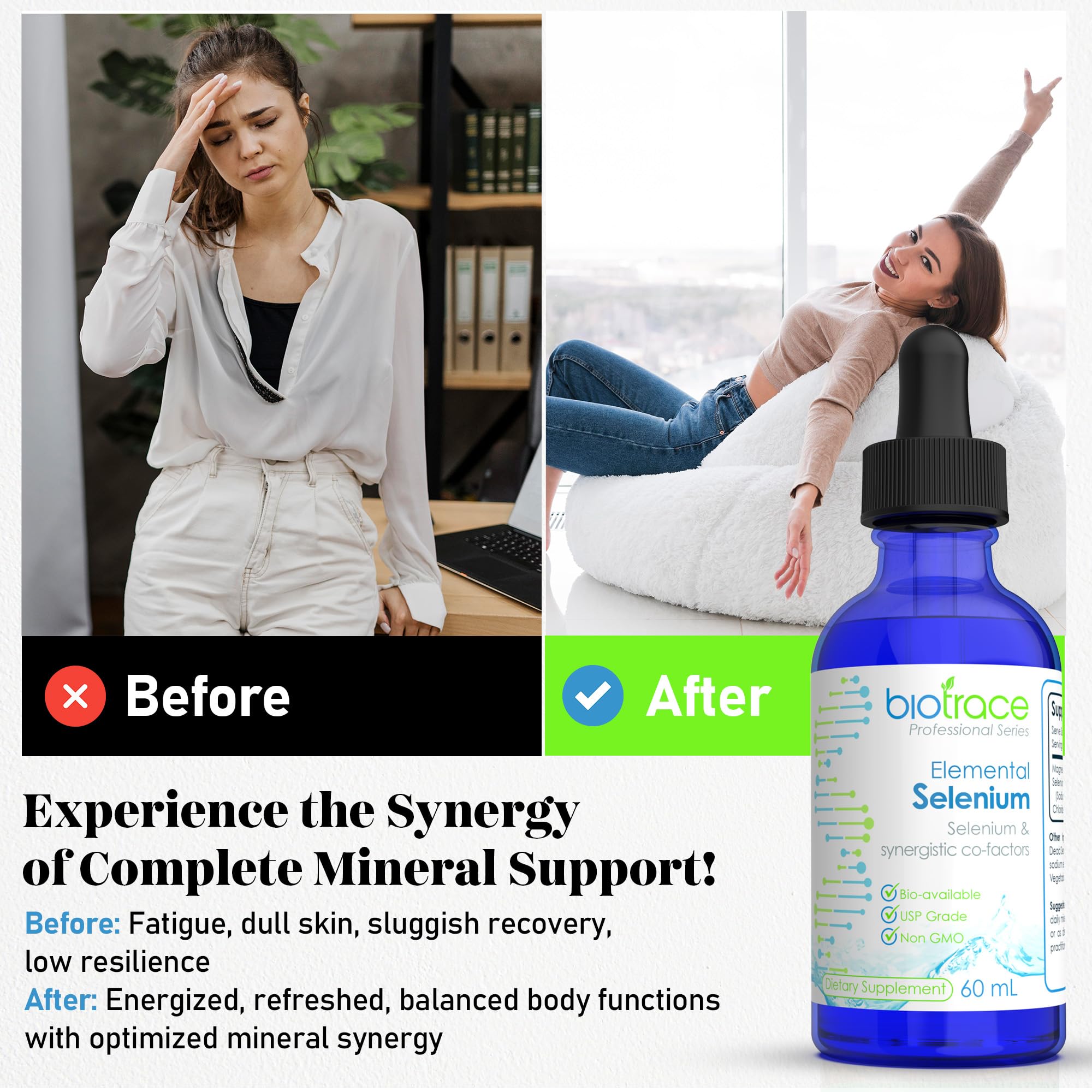 Biotrace Elemental Selenium 100mcg Liquid Drops 60ml | Magnesium & Trace Minerals