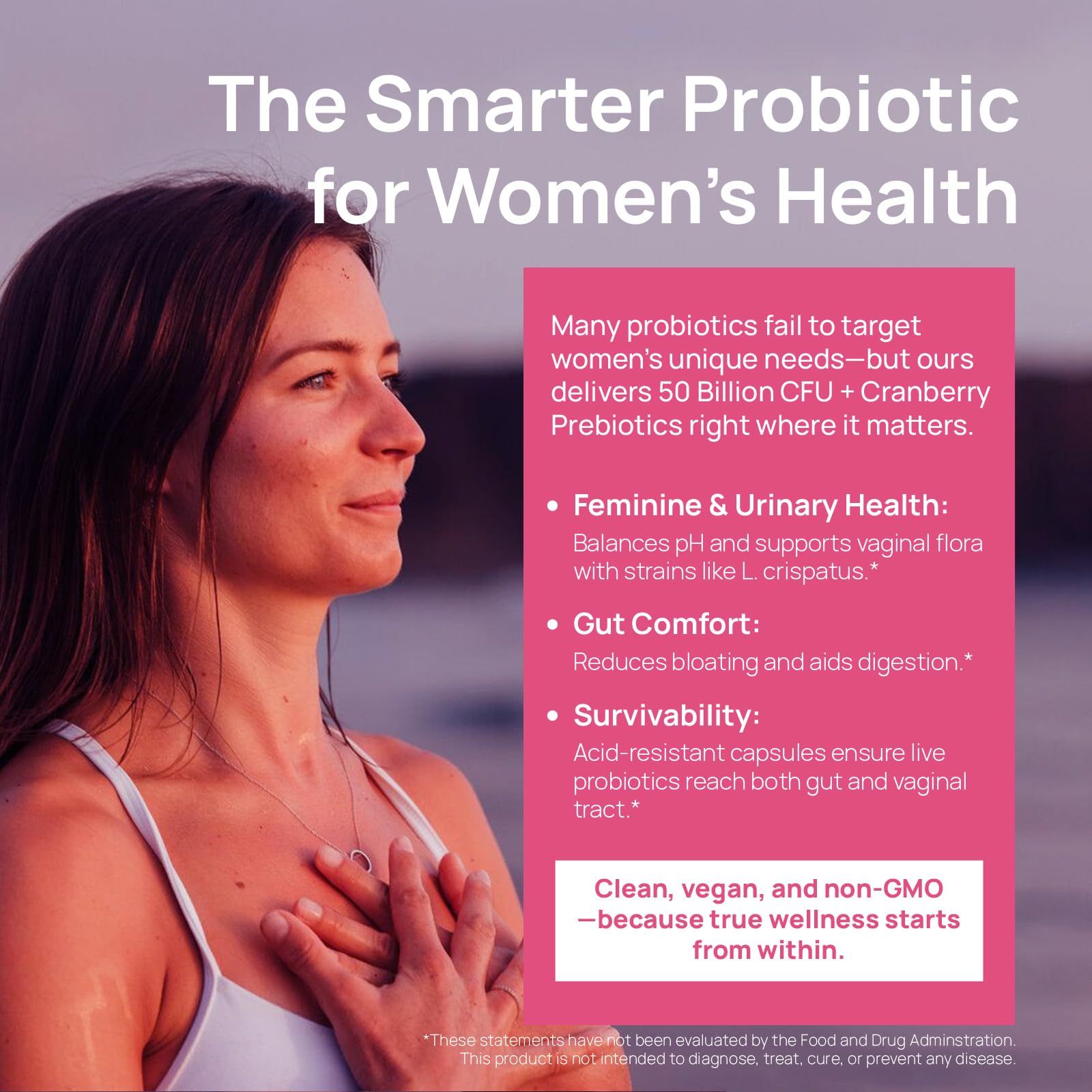 Selerb Vaginal Probiotics for Women - 50B CFU, Cranberry Prebiotics & 60 Capsules