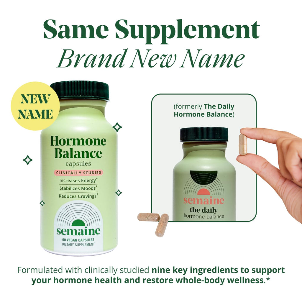 Semaine Daily Hormone Balance – Vegan Capsule for Clearer Skin, Balanced M moods & Deeper Sleep (60 ct)