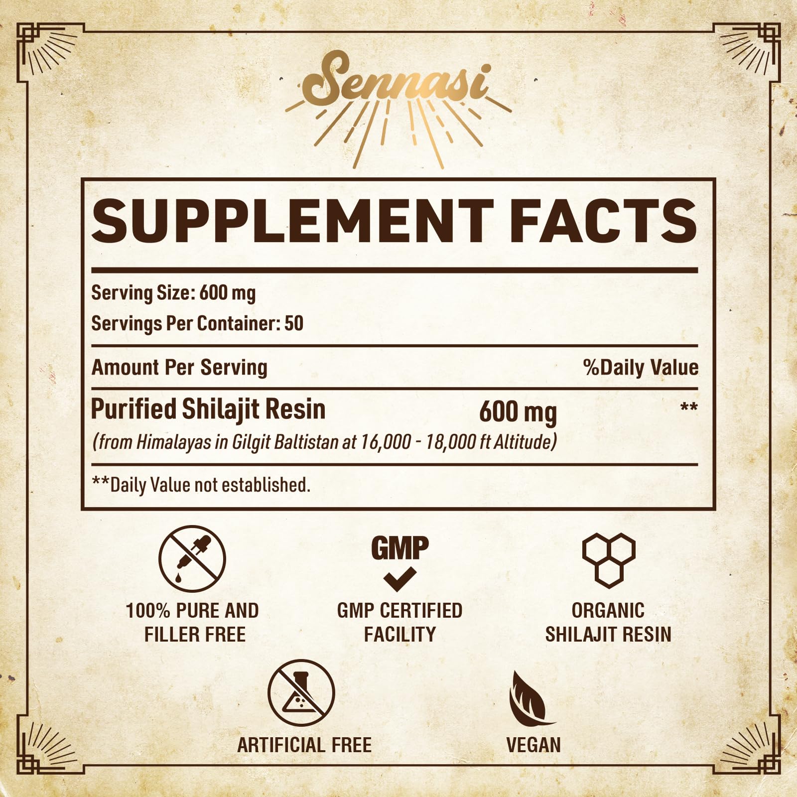 Sennasi Shilajit Resin – Pure Himalayan Organic Shilajit 600mg (30g, 2 Pack)