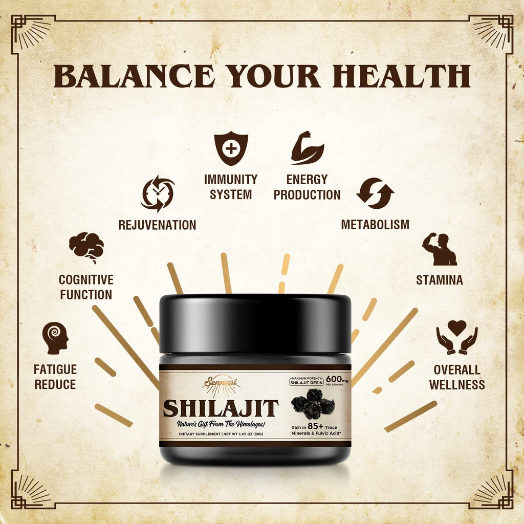 Sennasi Shilajit Resin – Pure Himalayan Organic Shilajit 600mg (30g, 2 Pack)