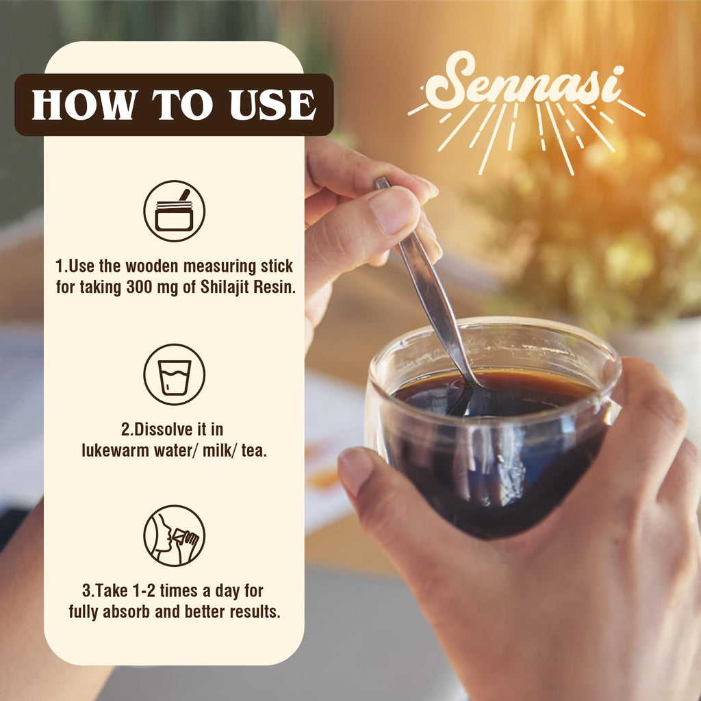 Sennasi Shilajit Pure Himalayan Resin – 600mg, 85+ Minerals, 30g