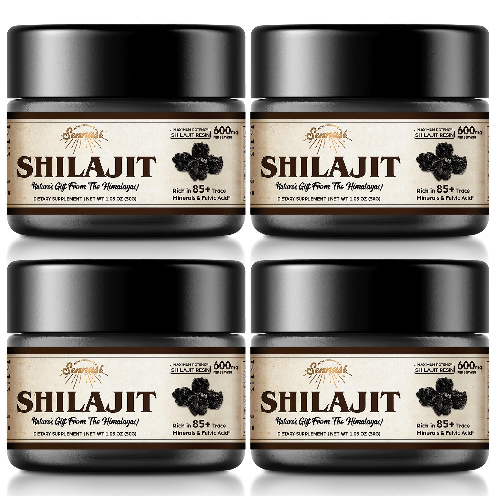 Sennasi Shilajit Pure Himalayan Resin – 600mg, 85+ Minerals, 30g