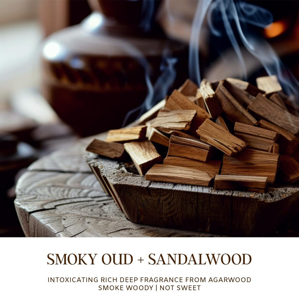 SENSE ISLAND Santal Oud Scented Candle | 7oz 100% Natural Soy Wax, Ambery Woody for Men & Women