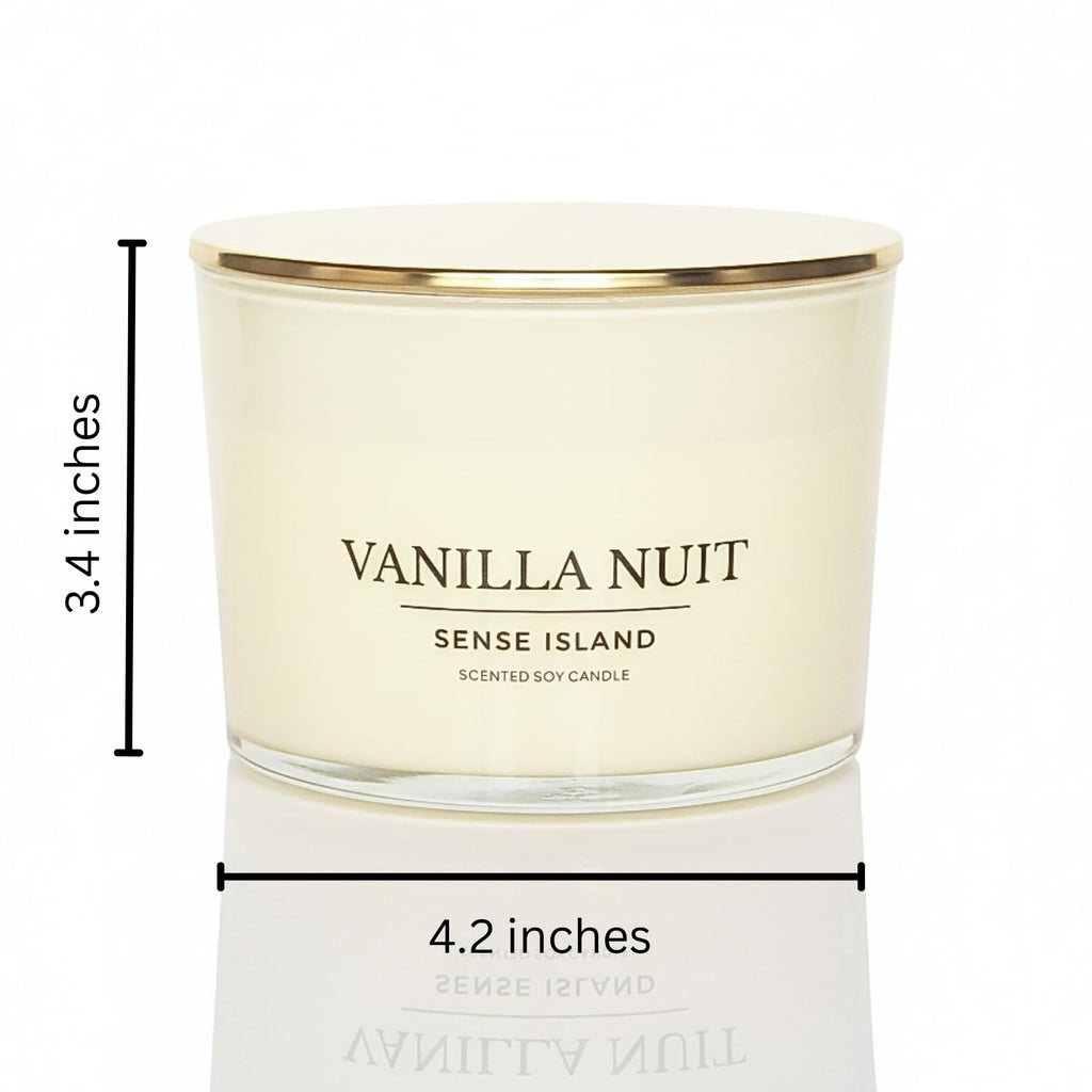 Vanilla Nuit 3-Wick Soy Candle by SENSE ISLAND | Cream Vanilla, Gold Lid, Luxury Gift