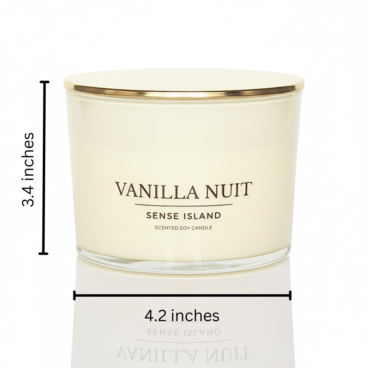 Vanilla Nuit 3-Wick Soy Candle by SENSE ISLAND | Cream Vanilla, Gold Lid, Luxury Gift