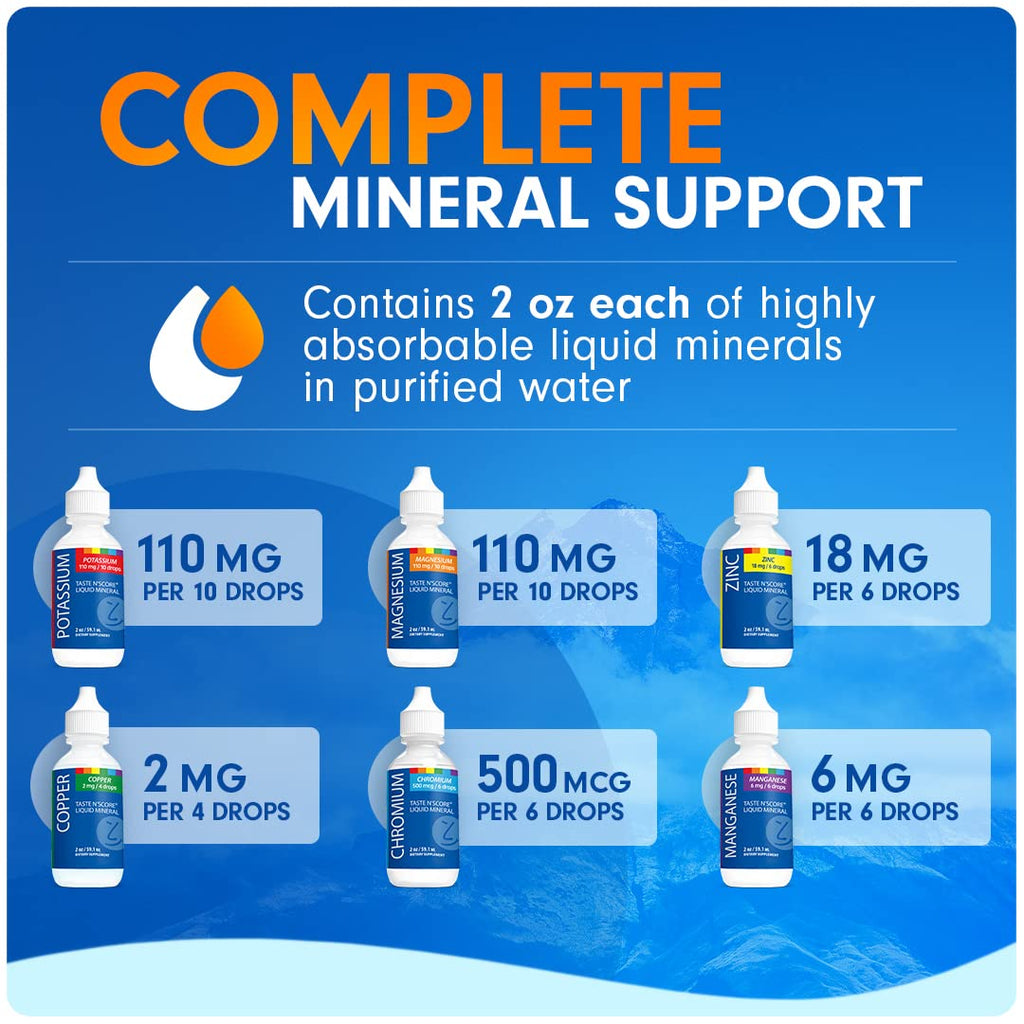 Lyte Balance Taste N' Score Liquid Minerals Kit – 6 Pack (2 oz) | Pure Mineral Drops