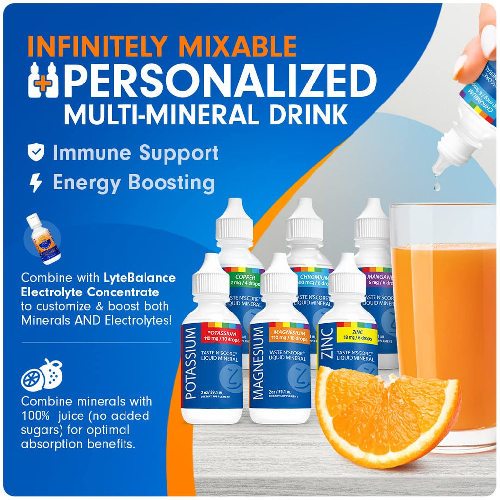 Lyte Balance Taste N' Score Liquid Minerals Kit – 6 Pack (2 oz) | Pure Mineral Drops