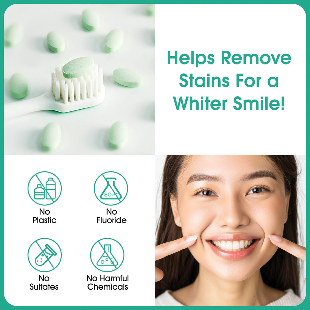 150 Tablets Chewable Toothpaste Tablets – Peppermint, Nano Hydroxyapatite, Sensitive Teeth, Fluoride Free, Plastic Free