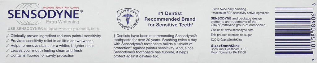 Sensodyne Extra Whitening Toothpaste 6 oz – Pack of 3, Fluoride