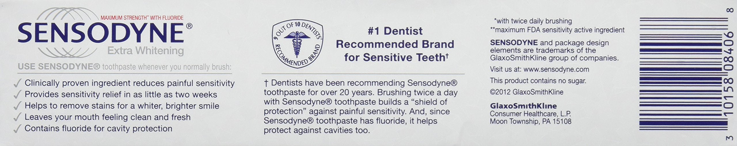 Sensodyne Extra Whitening Toothpaste 6 oz – Pack of 3, Fluoride