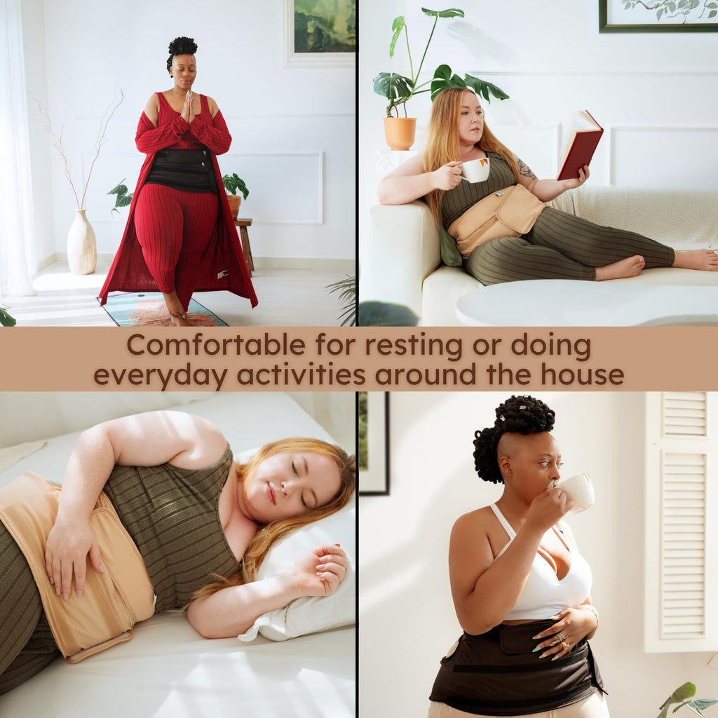 Sentre Plus-Size Castor Oil Pack Wrap – Adjustable Straps, Organic Cotton Flannel, 67in (Black)
