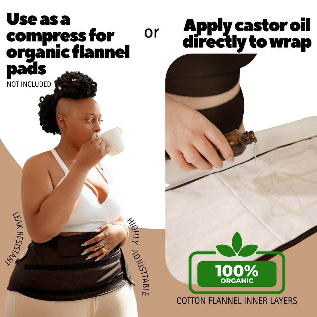 Sentre Plus-Size Castor Oil Pack Wrap - L-5X, Organic Cotton Flannel (Khaki)