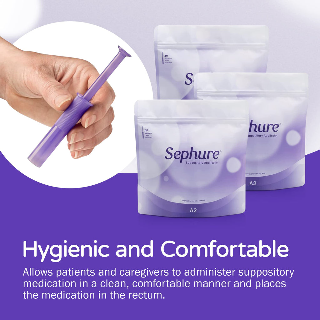 Sephure Easy-to-Use Suppository Applicator for Women and Men – Disposable, 3-Pack, 30-Count, Size A2