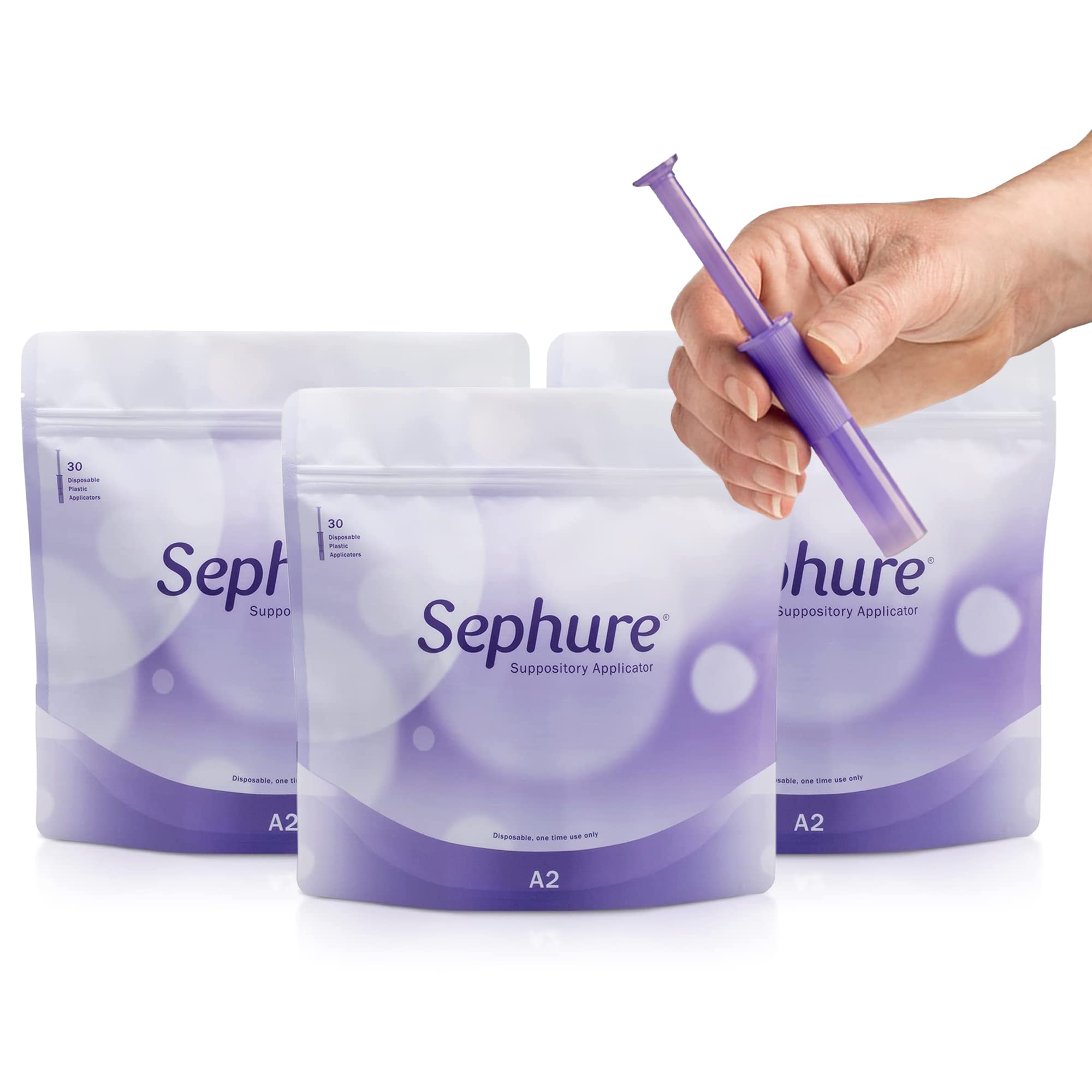 Sephure Easy-to-Use Suppository Applicator for Women and Men – Disposable, 3-Pack, 30-Count, Size A2