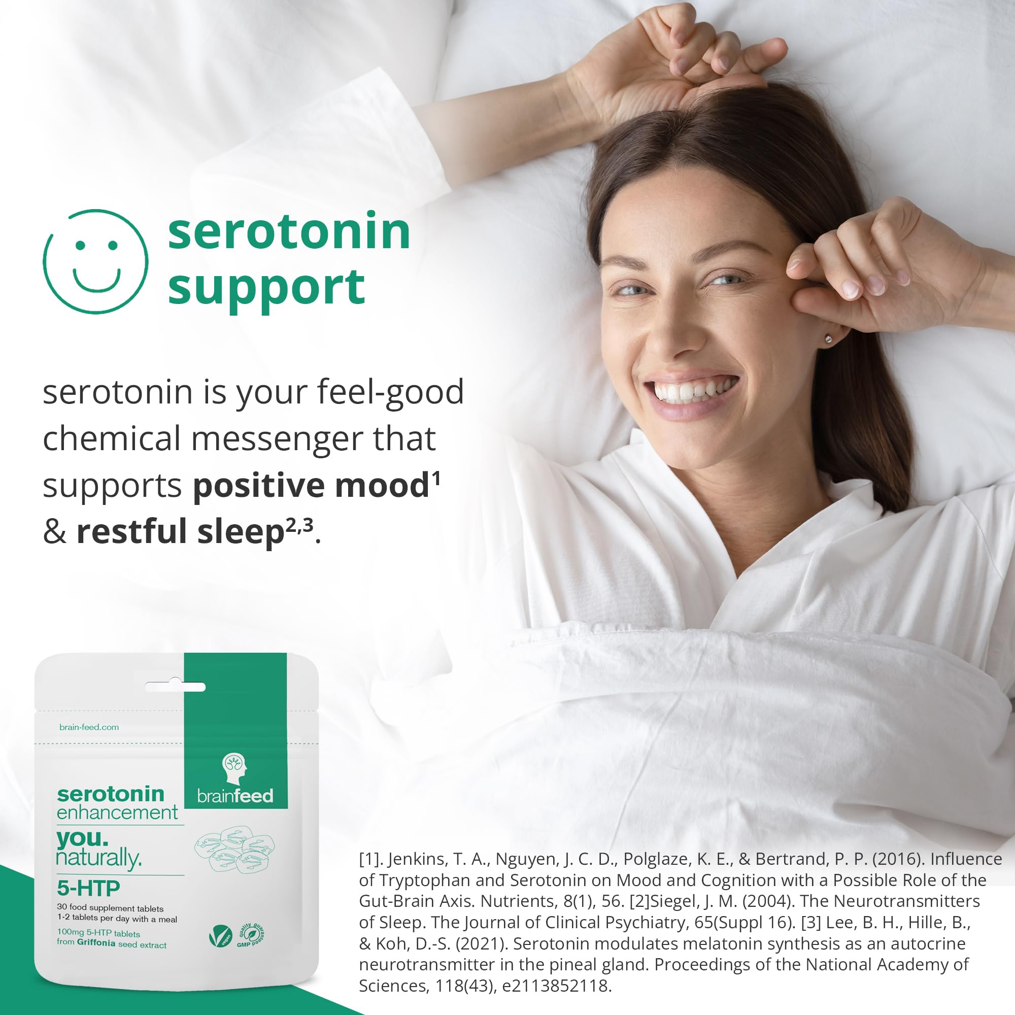 Serotonin Supplements (60) | 1-A-Day Serotonin Mood Support | 5HTP 100mg per Tablet | Griffonia Seed Extract | Natural Serotonin Booster | 2 Month Supply