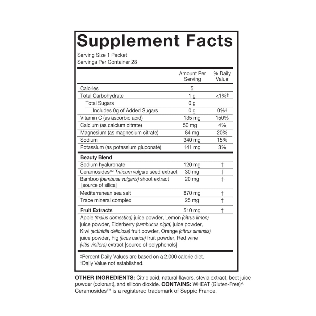 Serovital Glow Sticks: Sugar-Free Powder Drink Mix for Skin Hydration (14 Days) with Hyaluronic Acid & Ceramides