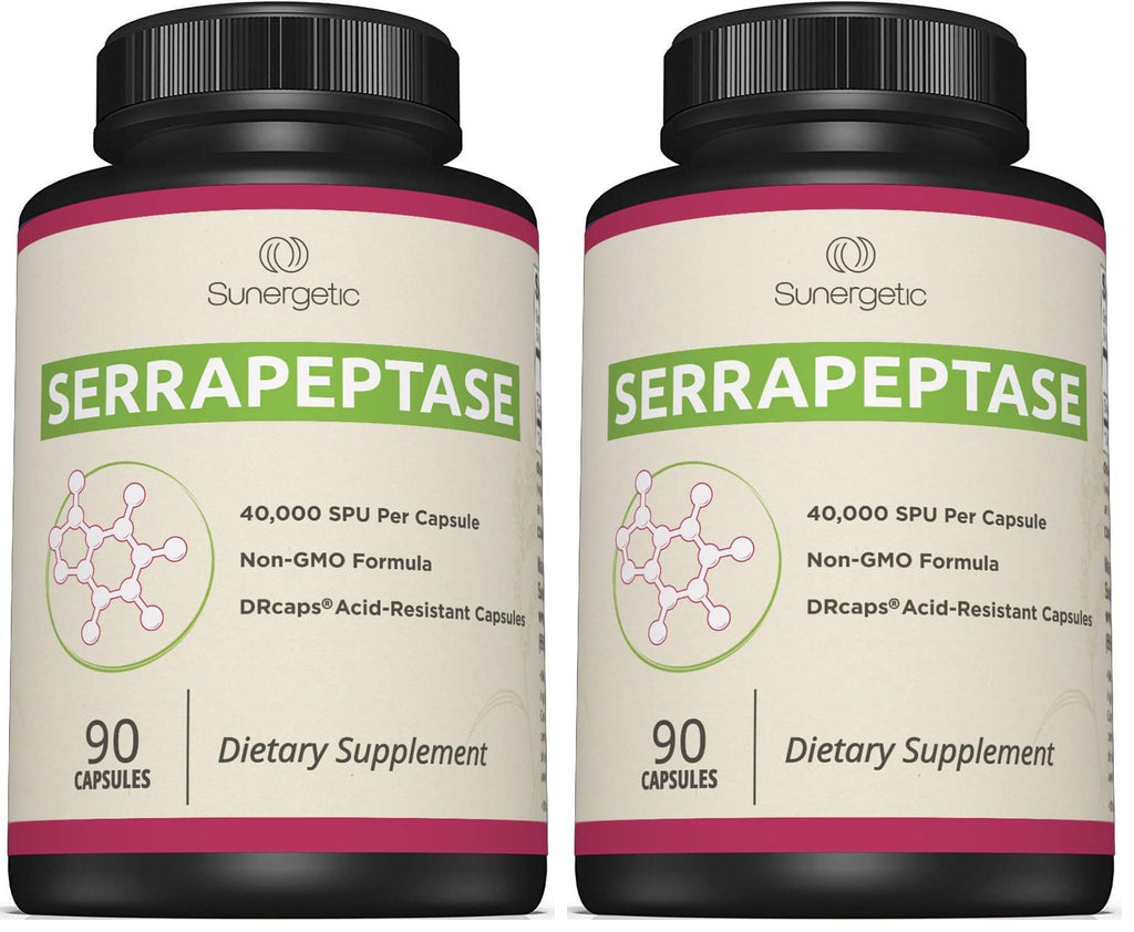 Premium Serrapeptase Enzyme Supplement – 40,000 SPU per Capsule | 90 Enteric Coated Capsules (Pack of 2)