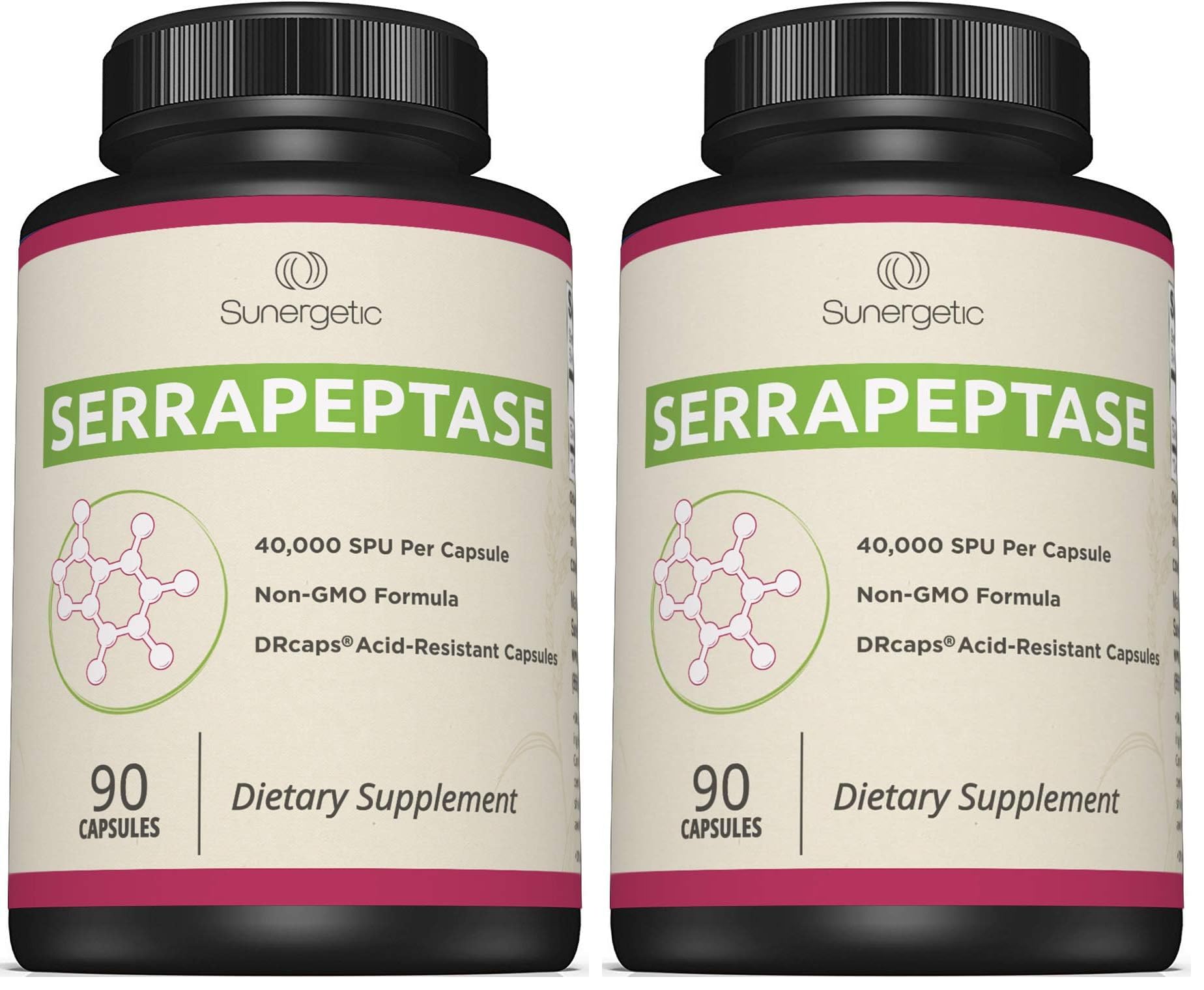 Premium Serrapeptase Enzyme Supplement – 40,000 SPU per Capsule | 90 Enteric Coated Capsules (Pack of 2)
