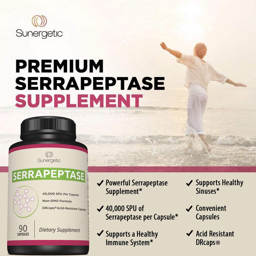 Premium Serrapeptase Enzyme Supplement – 40,000 SPU per Capsule | 90 Enteric Coated Capsules (Pack of 2)