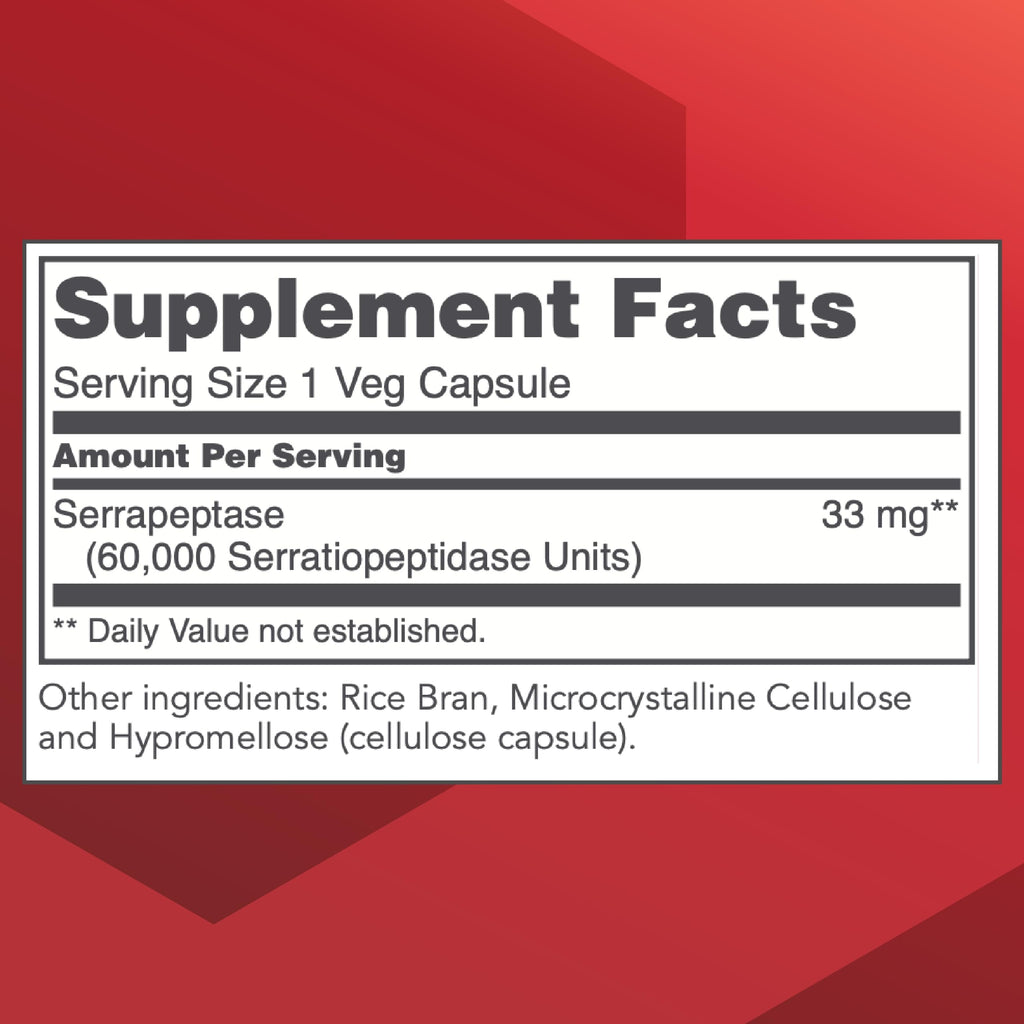 PROTOCOL FOR LIFE BALANCE Serrapeptase - Digestive Enzyme Capsule - 60,000 Units Activity -Support Respiratory Health - Immune Support Supplement - 60 Veg Caps