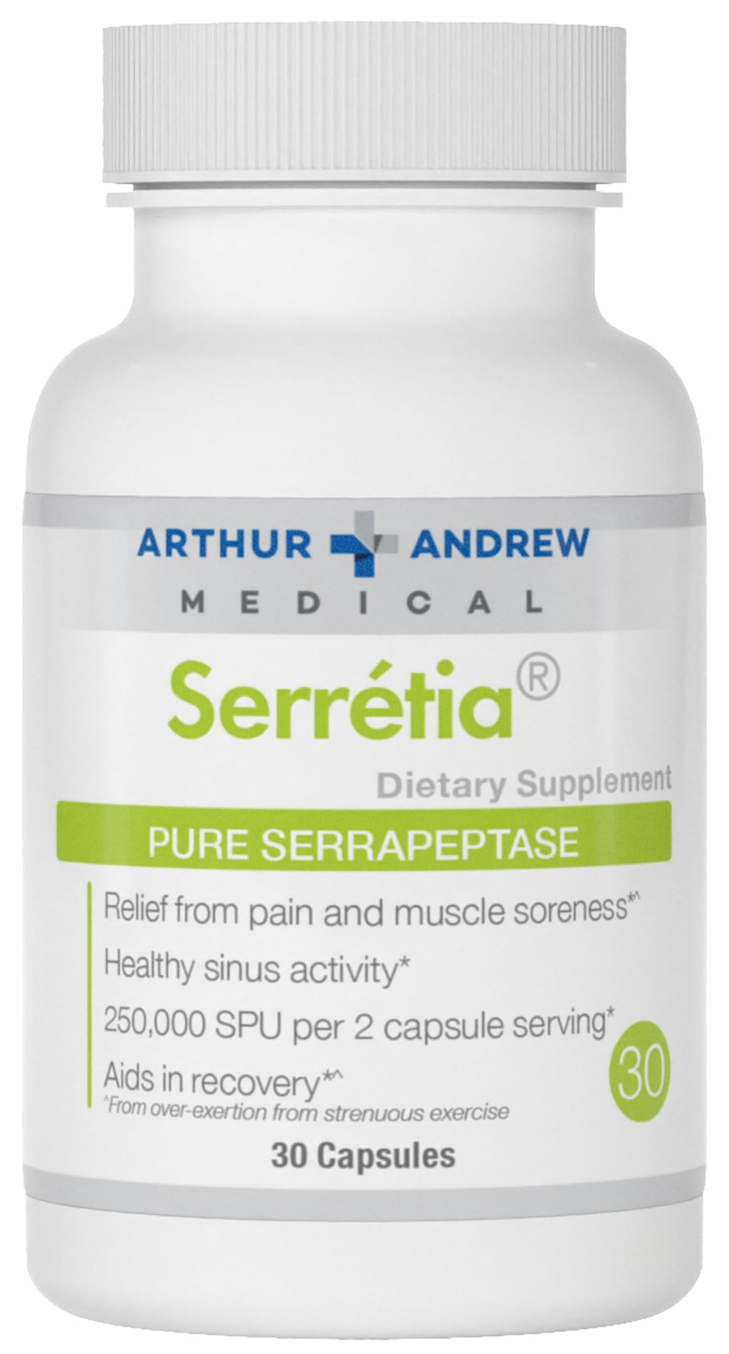 Arthur Andrew Medical Serretia Serrapeptase - 30 Capsules for Muscle & Sinus Support