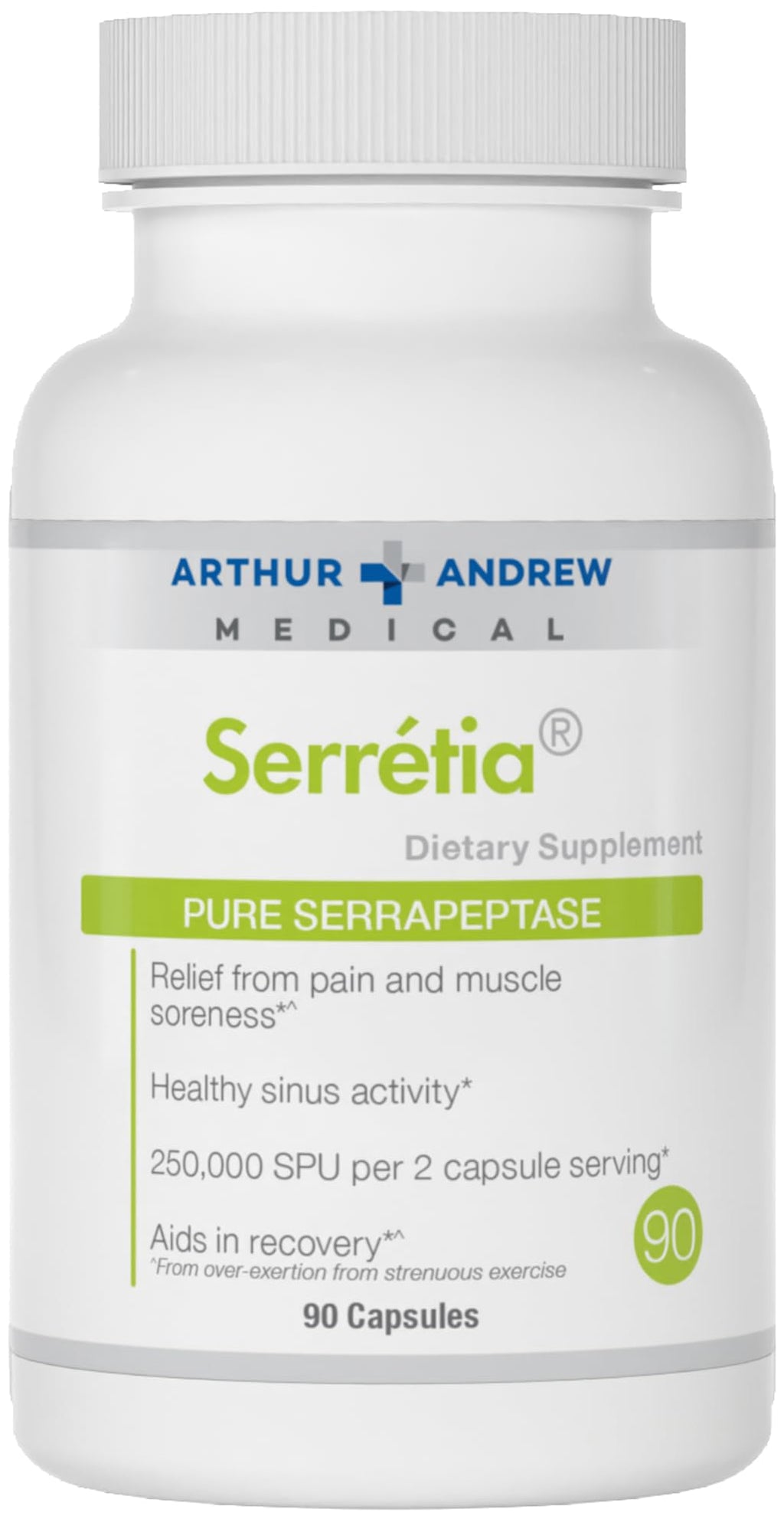 Arthur Andrew Medical Serretia Serrapeptase Formula for Muscle & Sinus Support | 90 Capsules