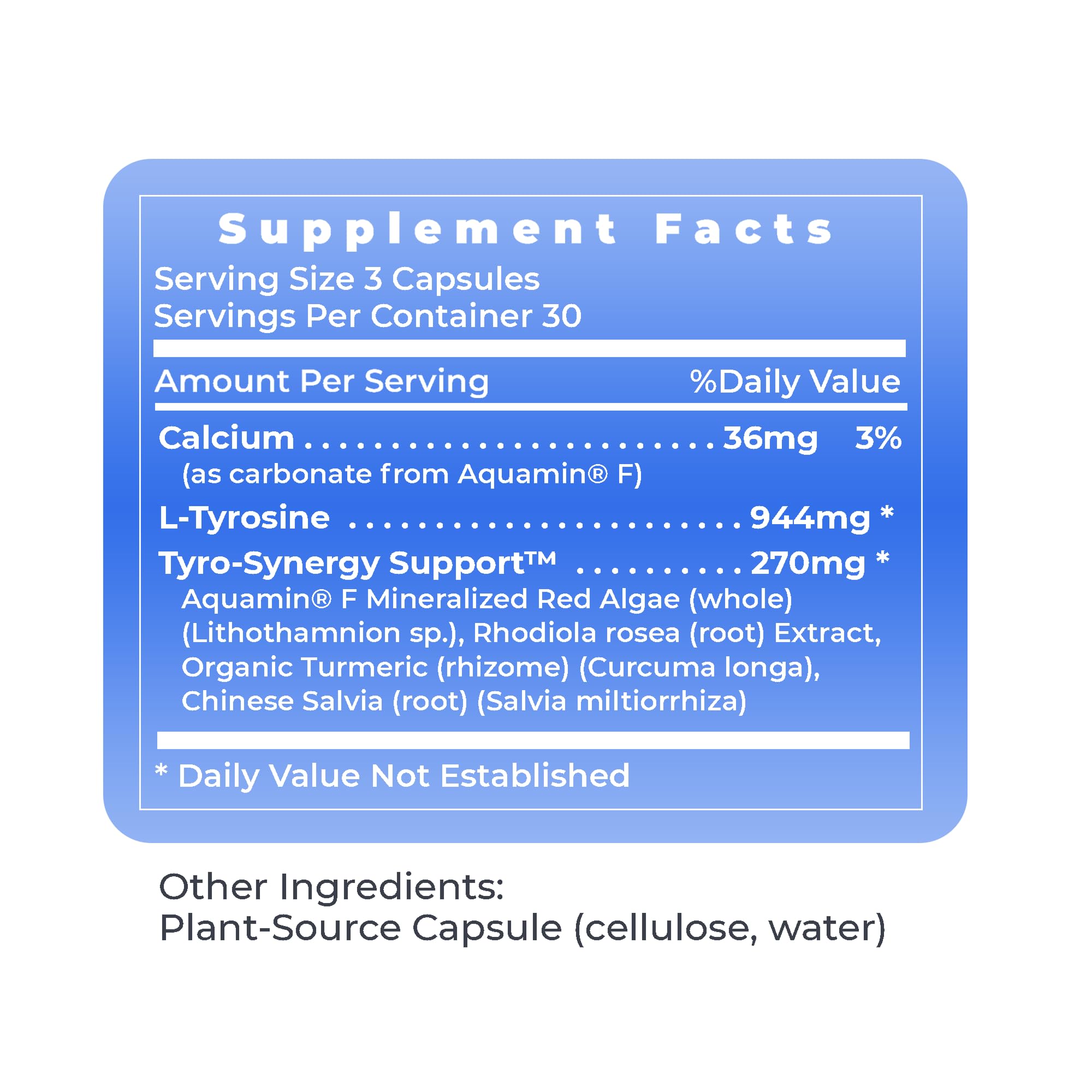 Premier Tyrosine Matrix – L-Tyrosine 944mg Capsules, 90 Vegetarian Capsules