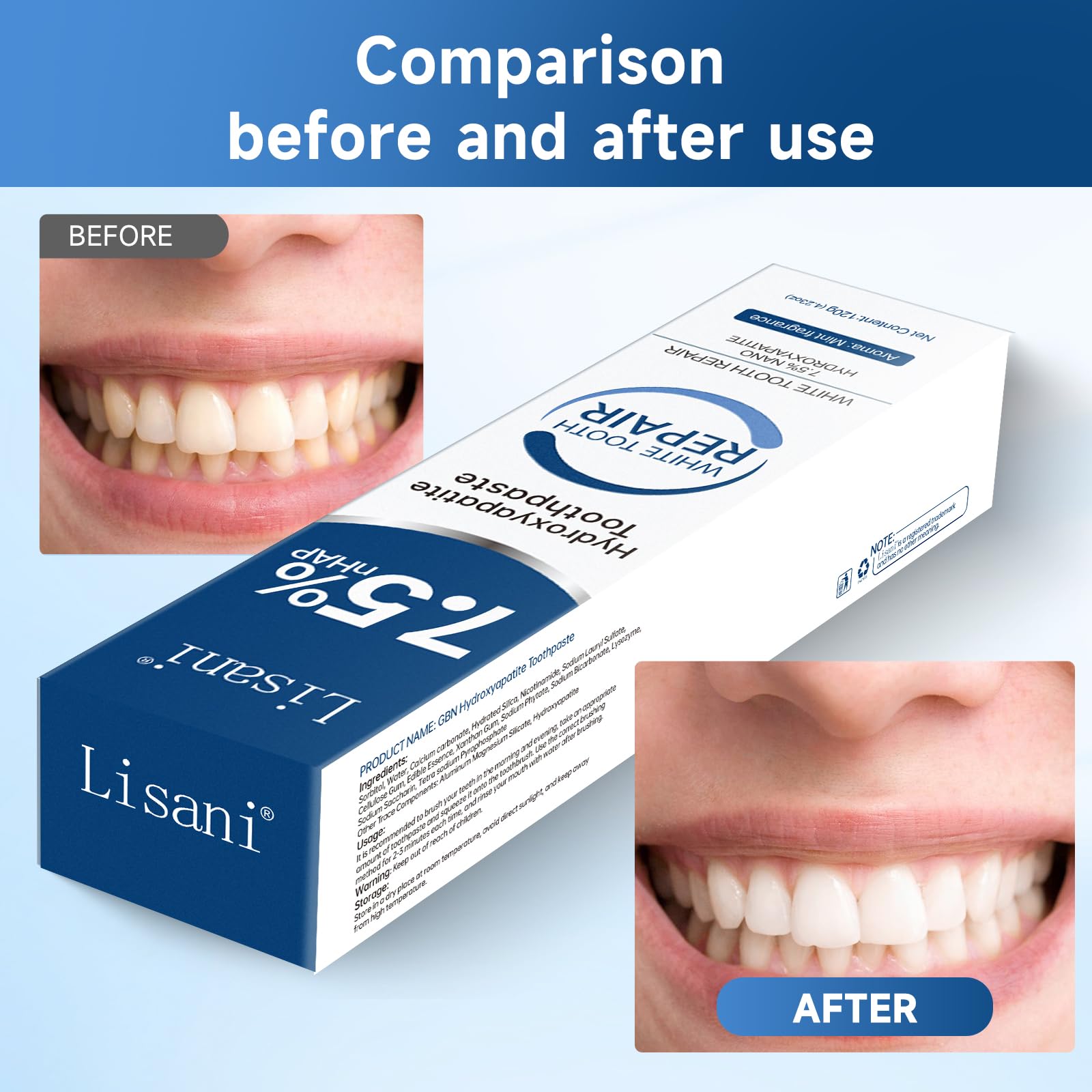 2-Pack Hydroxyapatite Toothpaste – Remineralize Enamel, Sensitivity Relief, Whitening, Fluoride-Free