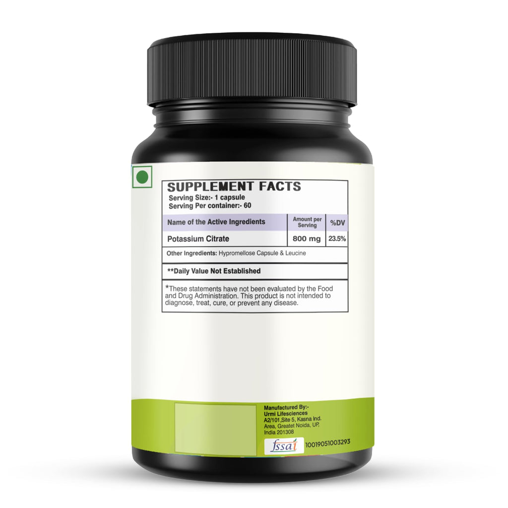 SETNUTRA Well From Within Potassium Citrate 800mg - Electrolyte Balance & Muscle Support | 60 Vegan Capsules