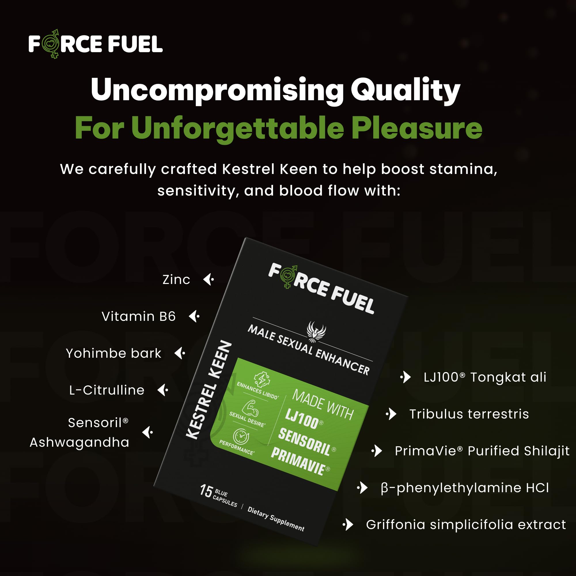 Sex Pills for Men – Last Longer in Bed and Enhance Erection Sensitivity – Includes Lab-Tested LJ100 Tongkat Ali, Sensoril Ashwagandha & PrimaVie Shilajit – 15 Caps for Men Aged 20-60 – Kestrel Keen