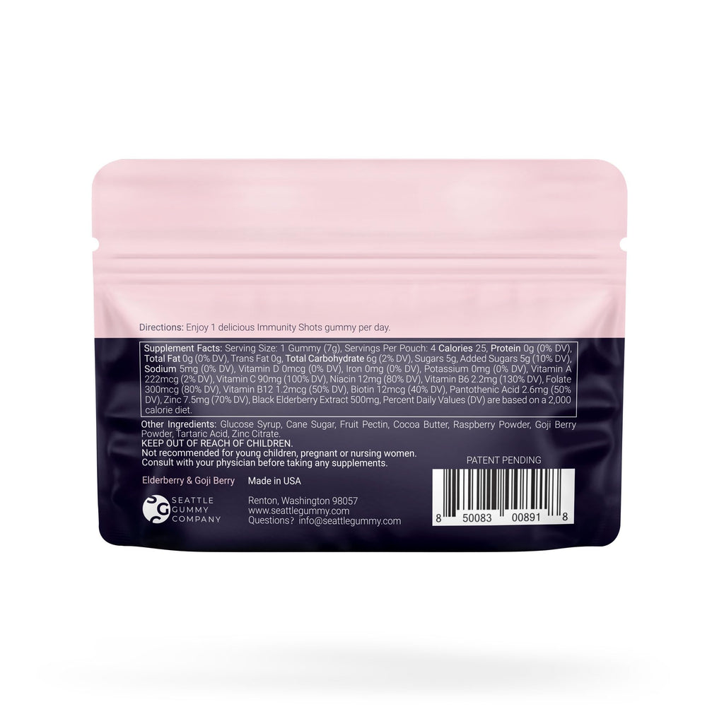 SGC Immunity Shots – Elderberry & Goji Berry 500mg Gummies | 12-Pack (4 Gummies/Pack) – Vegan, Gluten Free, Made in USA