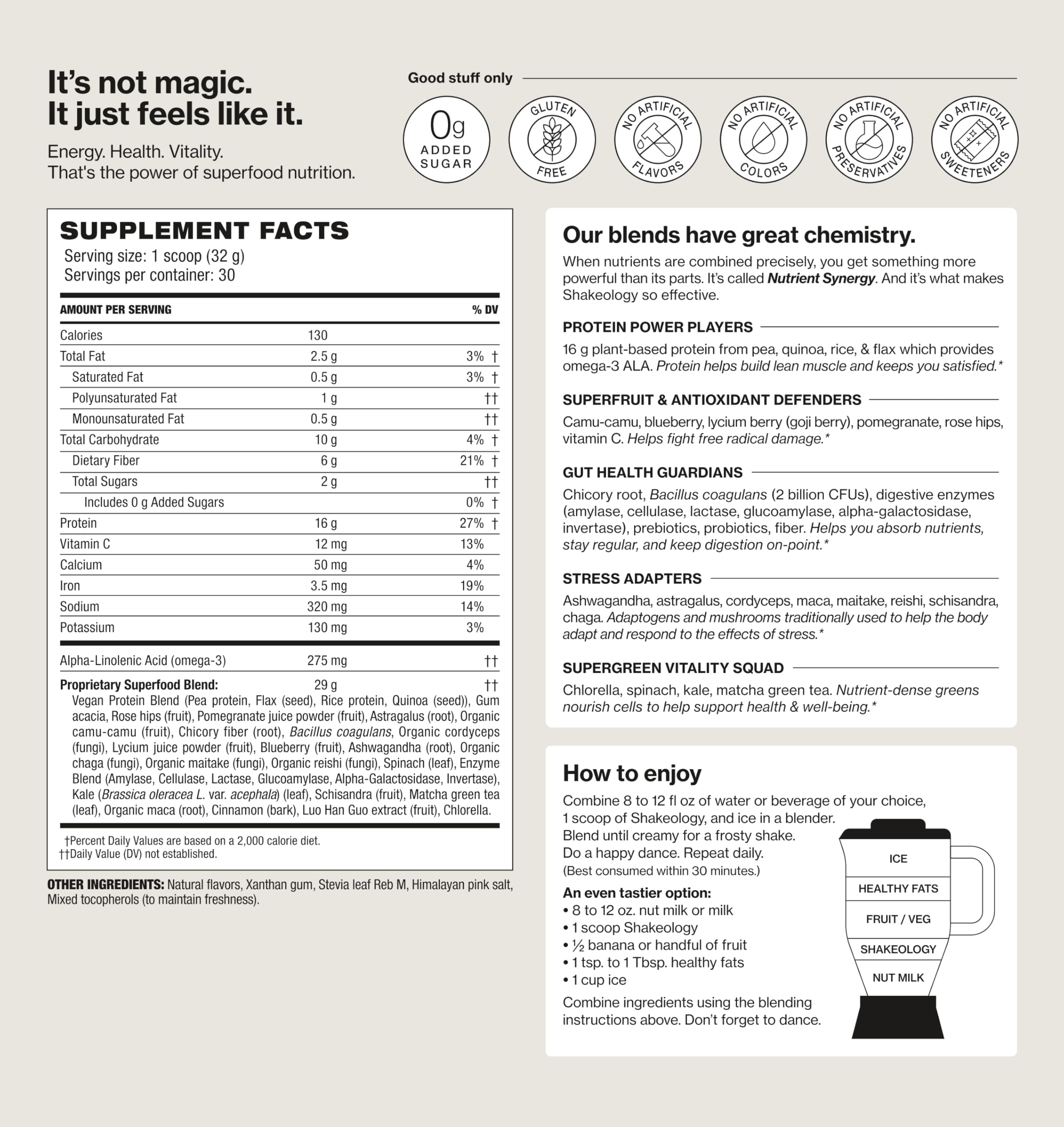 Shakeology 0g Added Sugar Plant Based Protein Powder – Vanilla, Gluten-Free, 30 Servings
