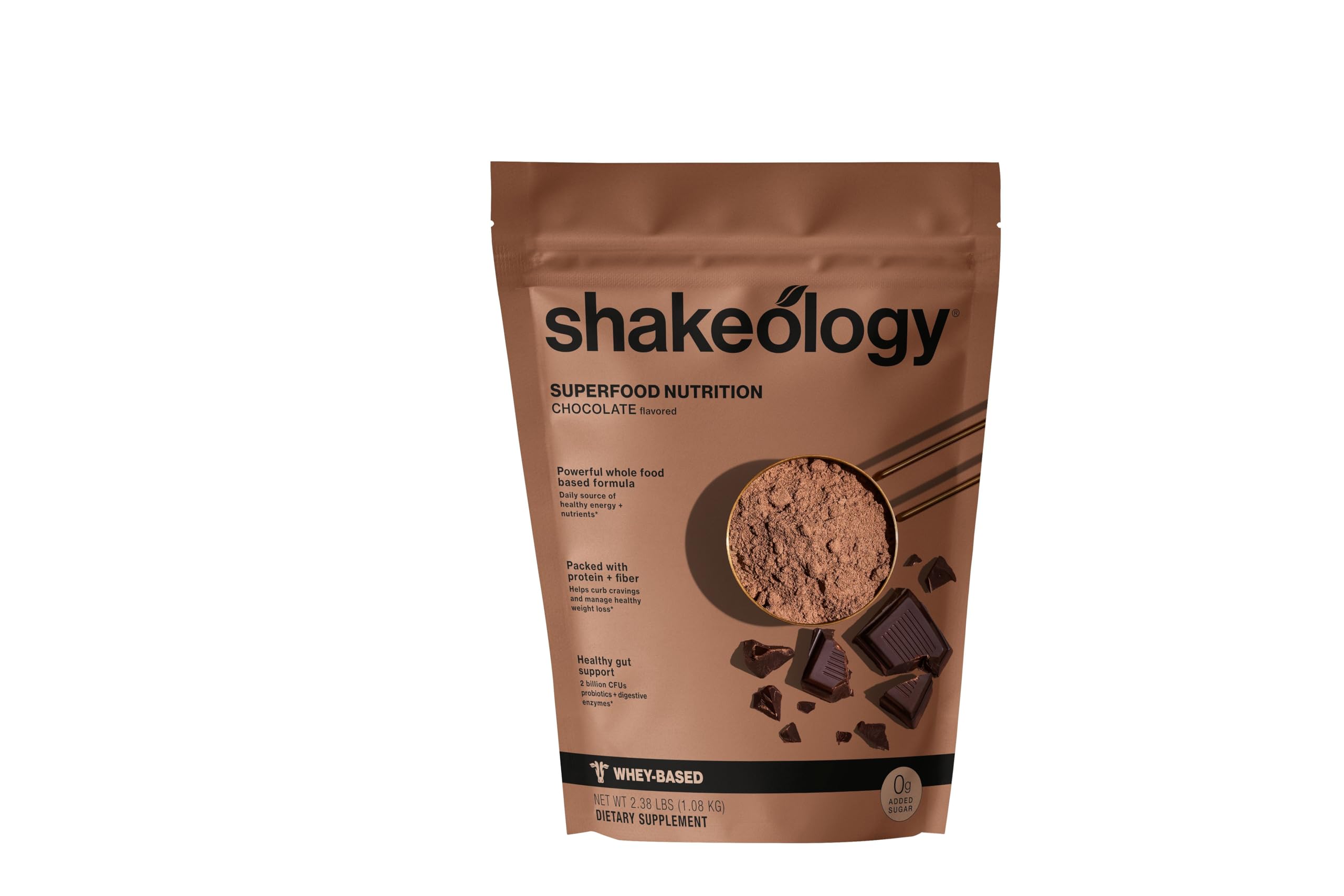 Shakeology 0g Added Sugar Chocolate Whey Protein Powder – Gluten-Free, Supports Weight Loss, Lean Muscle, Gut Health (30 Servings)