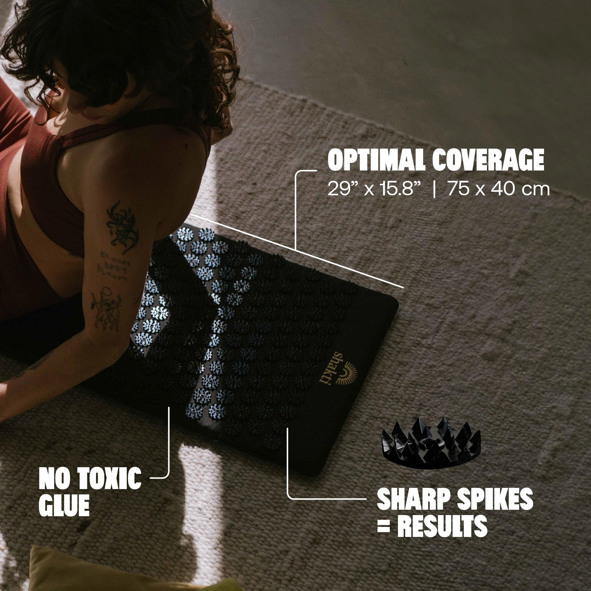 ShaktiMat Premium Acupressure Mat – Level 1 Intensity, Shakti Black