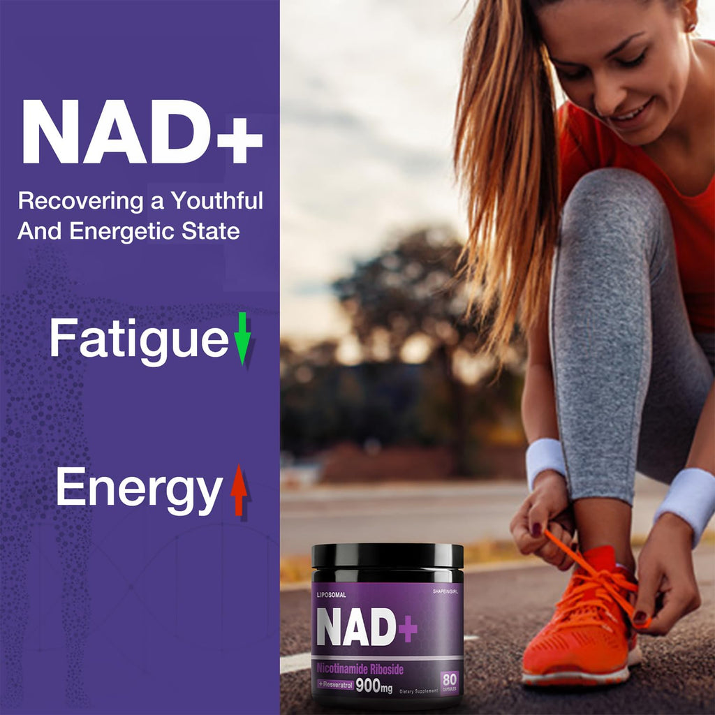 SHAPEINGIRL NAD+ Supplement | NR + Resveratrol | Liposomal NAD+ 900mg | 160 Capsules