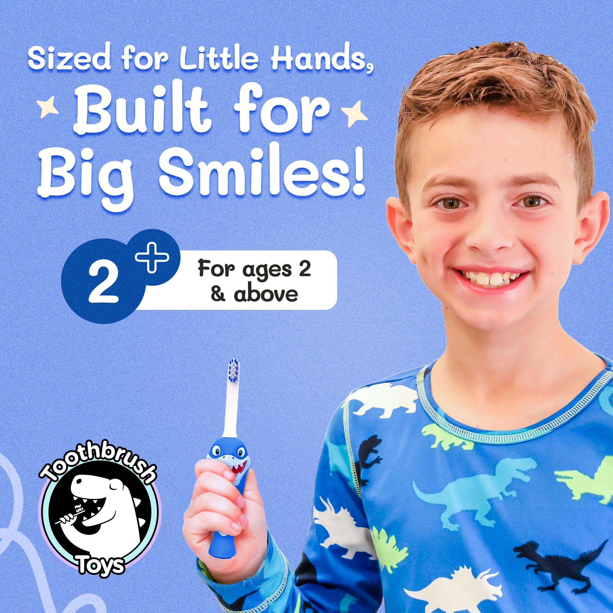Kids Soft Bristle Shark Toothbrush 2+ | Gentle, Replaceable Head, Ergonomic Handle