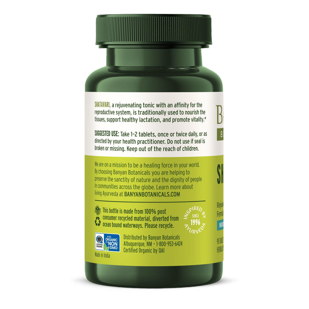 Shatavari Tablets – Organic Asparagus Racemosus Root (90 Tablets) | Vegan & Non-GMO | Banyan Botanicals