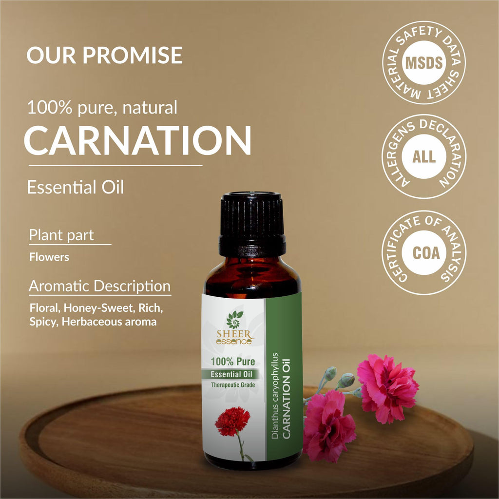 Sheer Essence Carnation Oil 15 ml – 100% Pure Dianthus Caryophyllus Essential Oil